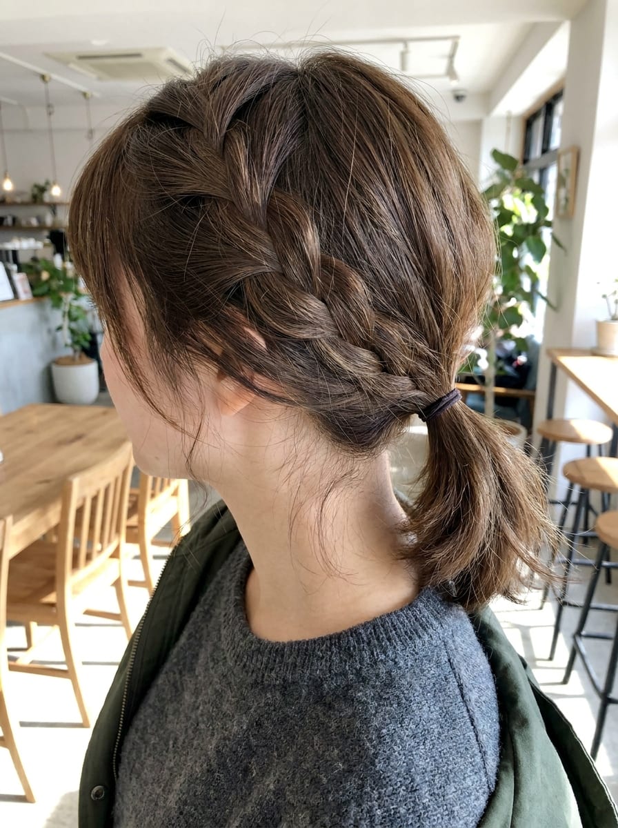 Geflochtener Low Ponytail - Flechtfrisur mittellang